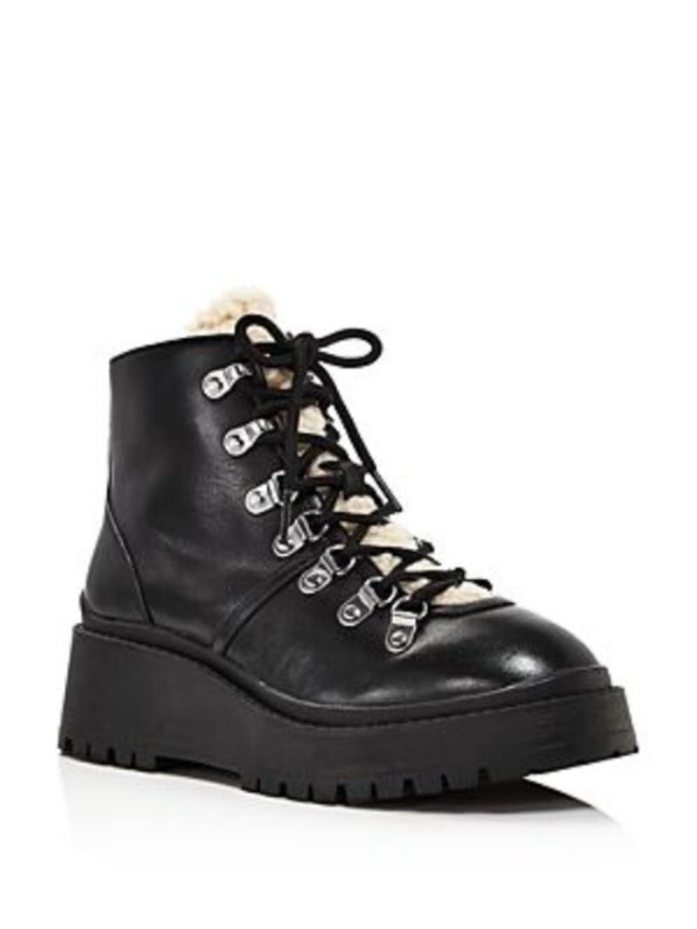 Aqua Womens Miranda Leather Ankle Hiking Boots Black 6.5 Medium (B M)- 0041